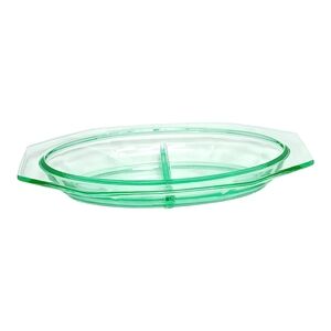 Green Glass Divided Serving Platter Fostoria